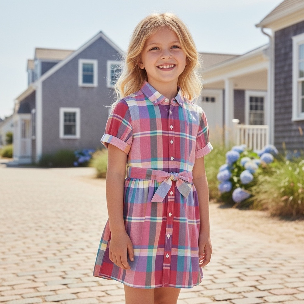 NWT Polo Ralph Lauren Girls Madras Plaid Shirtdress Summer Preppy‎ Classic
